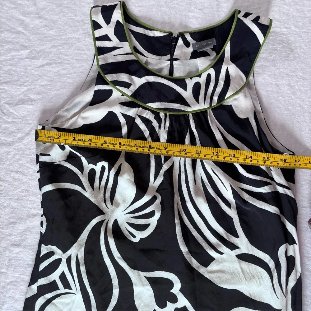 Women’s Anne Taylor Silk Black And White Floral A Line Sleeveless Back Zip Lined - Picture 7 of 11